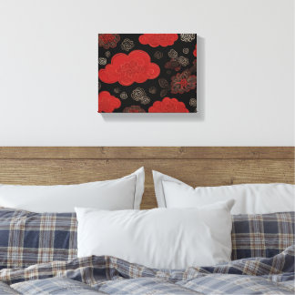 a red and gold flowers on a black background canvas print