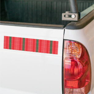 a red and green striped background bumper sticker