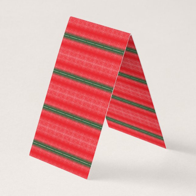a red and green striped background business card (Back)