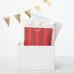 a red and green striped background favour bags