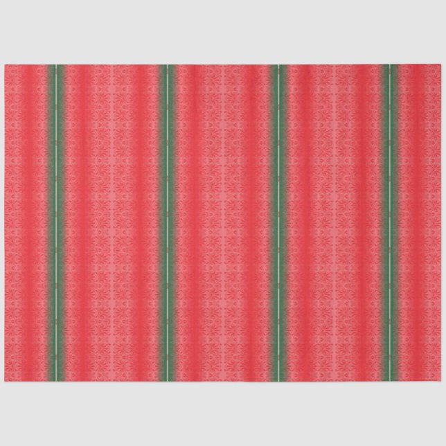a red and green striped background tissue paper (Front)