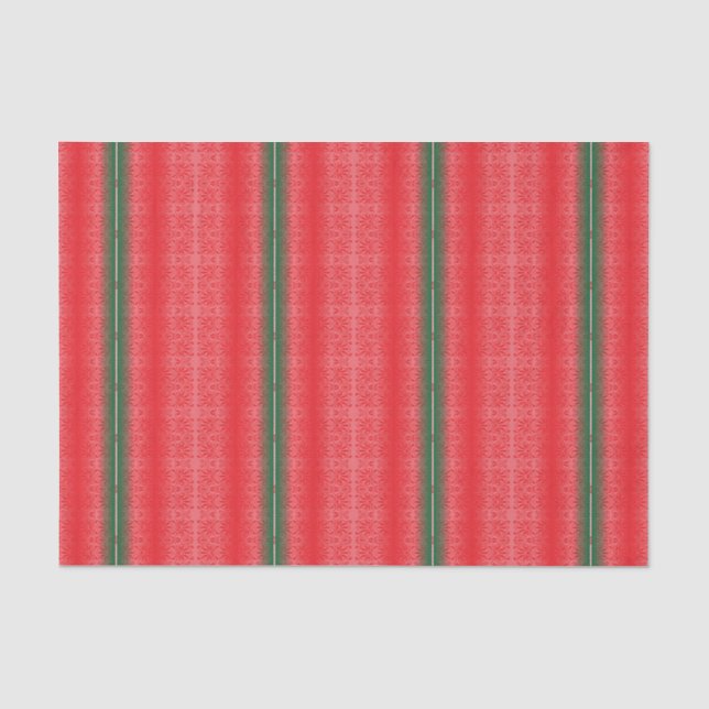 a red and green striped background tissue paper (Front)
