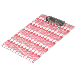A red and pink geometric pattern featuring interlo clipboard