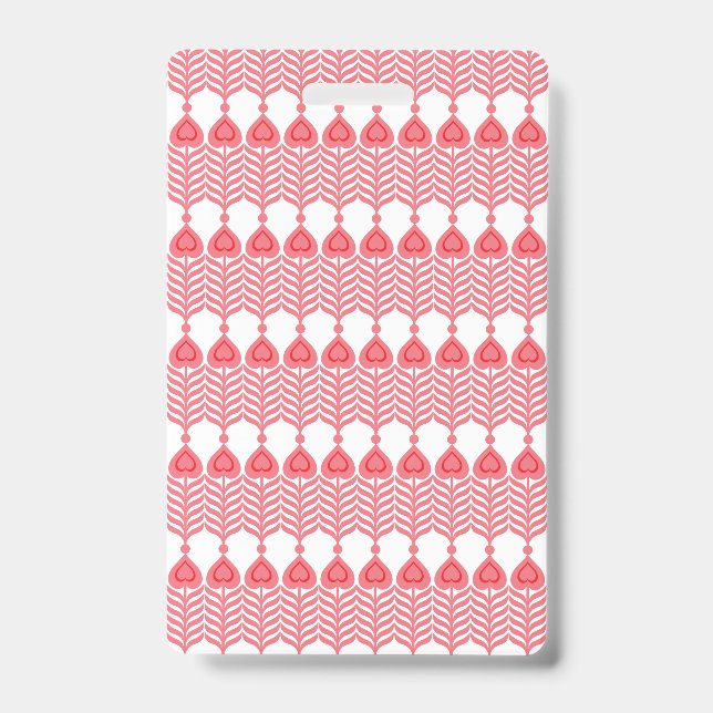A red and pink geometric pattern featuring interlo ID badge (Front)