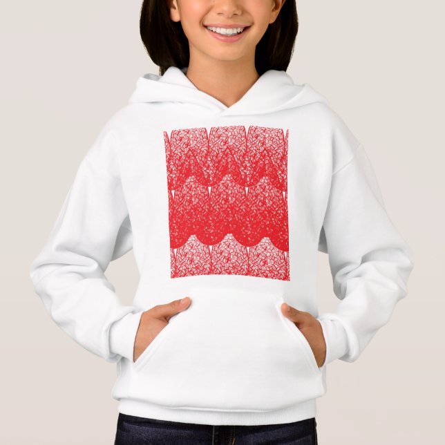 a red and white background with a lot of dots (Front)