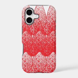 a red and white background with a lot of dots