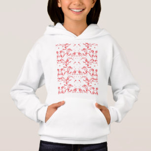 a red and white background with a pattern