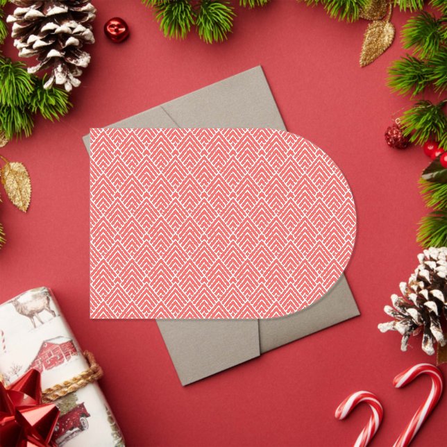 a red and white background with a pattern acrylic invitations (Insitu (Holiday))