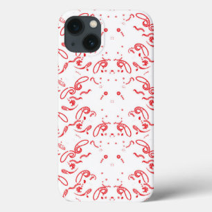 a red and white background with a pattern iPhone 13 case