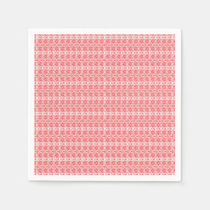 a red and white background with a pattern napkin