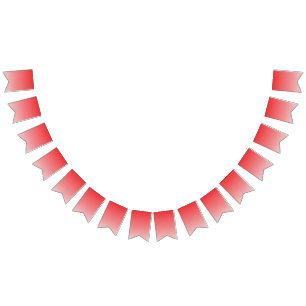 a red and white background with small squares bunting