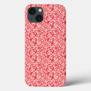 a red and white background with small white dots iPhone 13 case