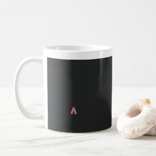 a red and white christmas tree with red flowers coffee mug