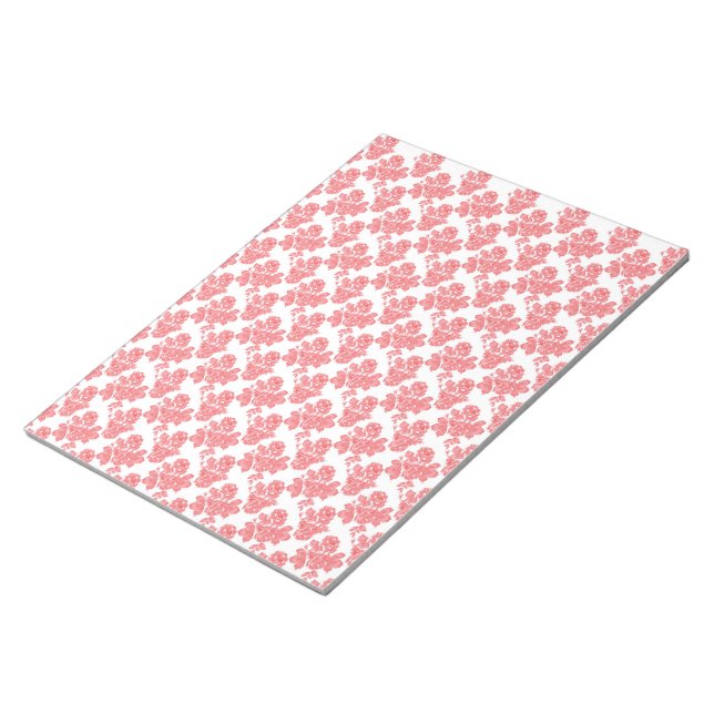 A Red and White Flower Pattern on a White Backgrou Notepad (Angled)