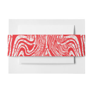 a red and white image of a pattern on a white back invitation belly band