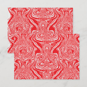a red and white image of a pattern on a white back thank you card