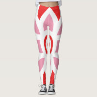 a red and white pattern with a flower on it