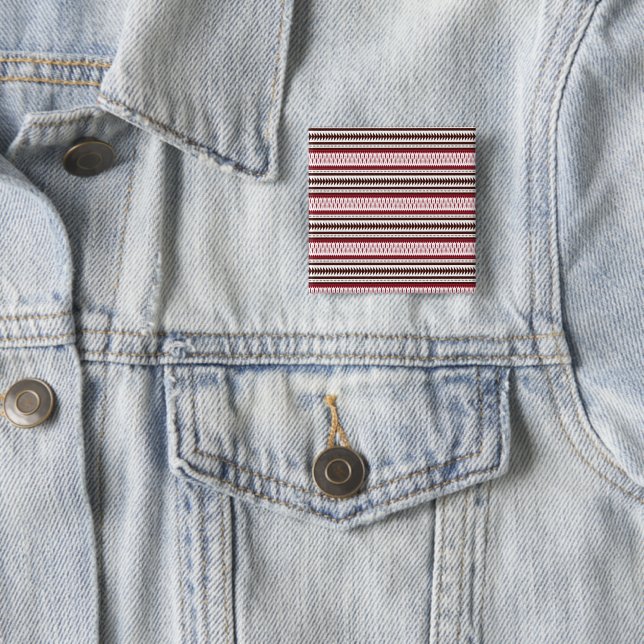 a red and white striped pattern 15 cm square badge (In Situ)