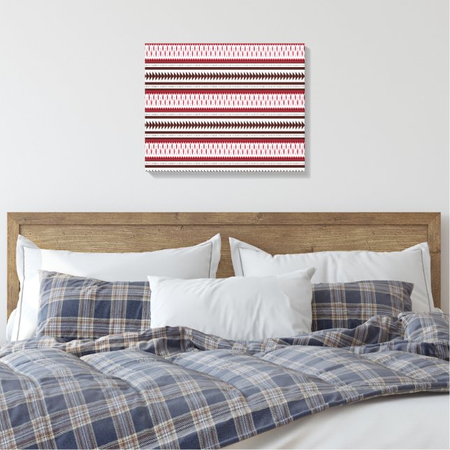 a red and white striped pattern canvas print (Insitu(Bedroom))