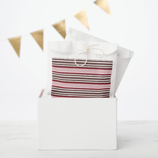 a red and white striped pattern favour bags (Party)