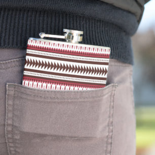 a red and white striped pattern hip flask