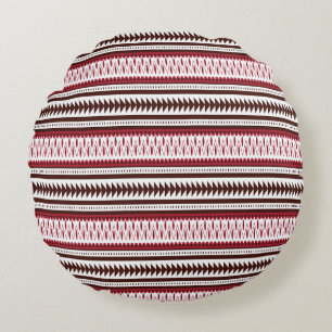 a red and white striped pattern round cushion