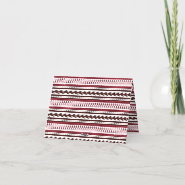 a red and white striped pattern thank you card (Back)