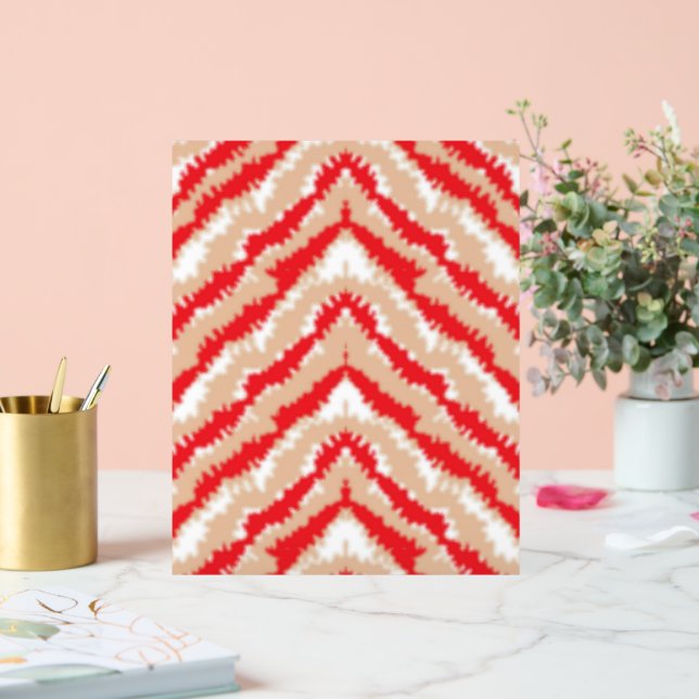 a red and white zigzag pattern on a white backgrou acrylic sign (Wedding)
