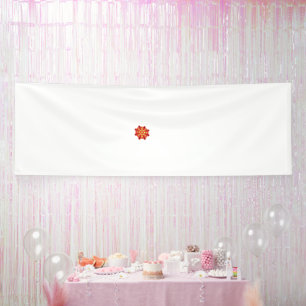 a red and yellow flower with black dots banner