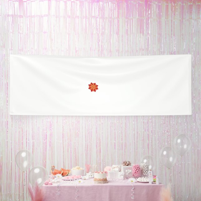 a red and yellow flower with black dots banner (Party)