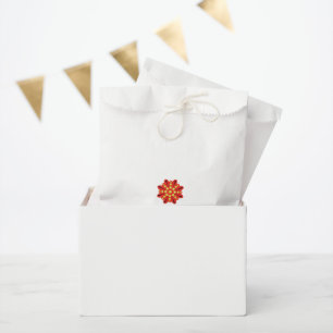 a red and yellow flower with black dots favour bags