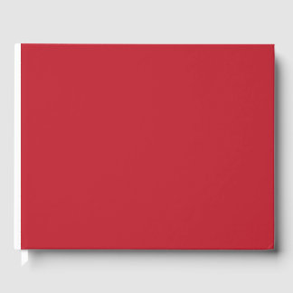 a red background with a guest book