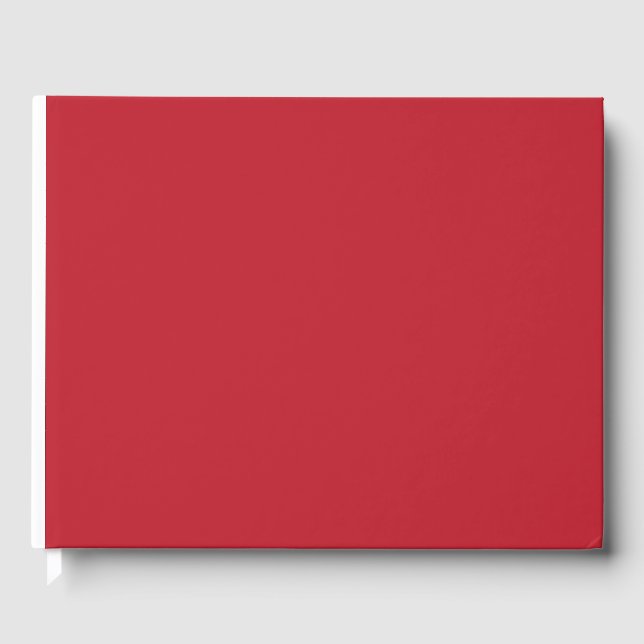 a red background with a guest book (Front)