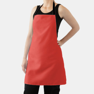 a red background with a white border apron