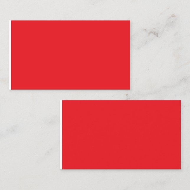 a red background with a white border calling card (Front/Back)