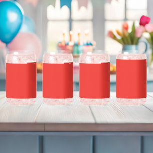 a red background with a white border can glass