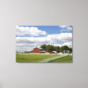 A red barn and farm at Pamona, Kansas. Canvas Print