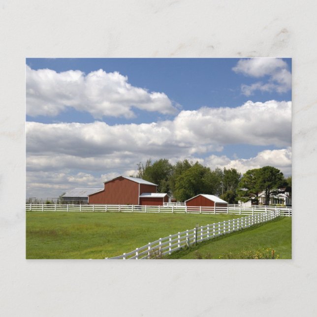 A red barn and farm at Pamona, Kansas. Postcard (Front)