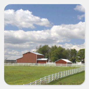 A red barn and farm at Pamona, Kansas. Square Sticker