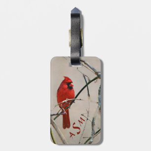 A Red Cardinal Bird on a Branch in the Woods Luggage Tag