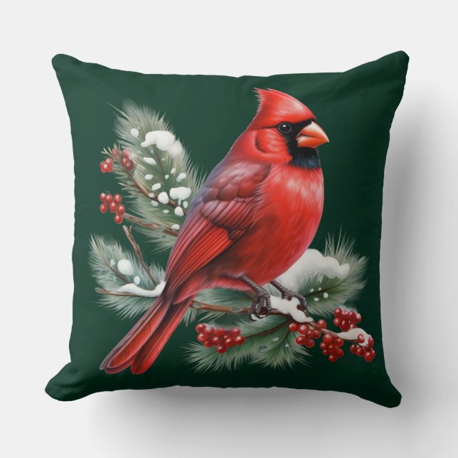 A Red Cardinal Cushion (Front)