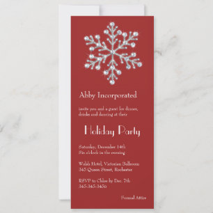 A Red Crystal Snowflake Holiday invitation