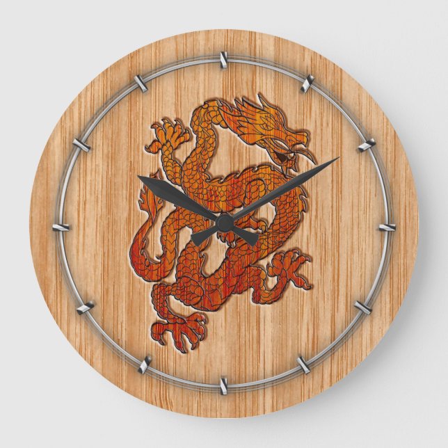 A red Dragon on Bamboo like Large Clock (Front)