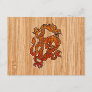 A red Dragon on Bamboo like Postcard