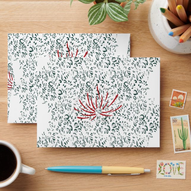 a red flower on a black background envelope (Desk)