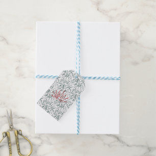 a red flower on a black background gift tags