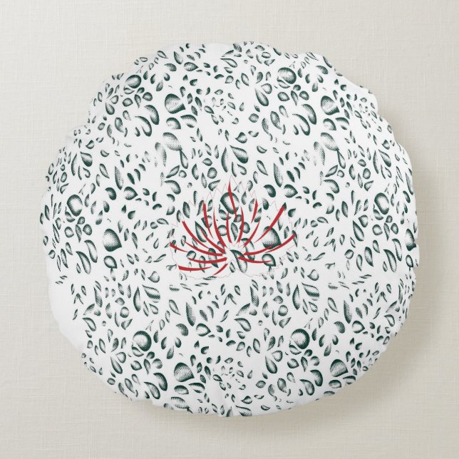 a red flower on a black background round cushion (Front)