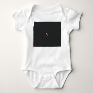 a red flower with a black background baby bodysuit