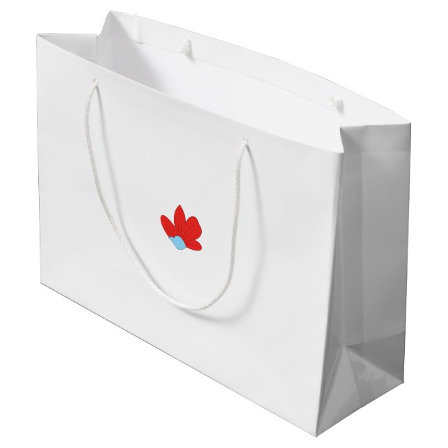 a red flower with a blue centre large gift bag (Back Angled)