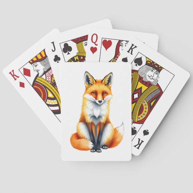 A red fox sitting down playing cards (Back)